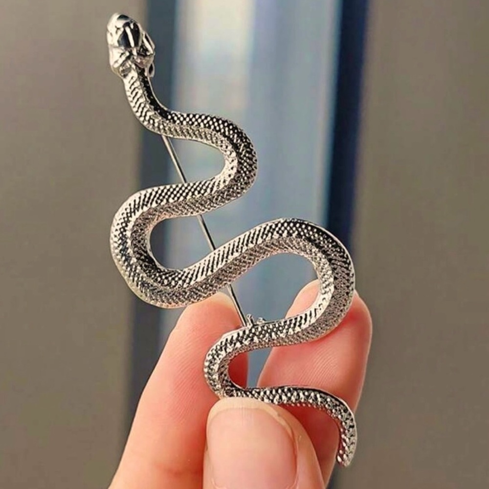 NWT Silver Python Snake Brooch Pin, Add to your jacket or handbag 🐍🐍🐍